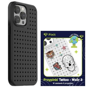 Zestaw Etui Pinit Dynamic + Tattoo Pin iPhone 14 Pro 6.1" fekete minta 3 tok