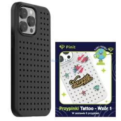   Zestaw Etui Pinit Dynamic + Tattoo Pin iPhone 14 Pro Max 6.7" fekete minta 1 tok
