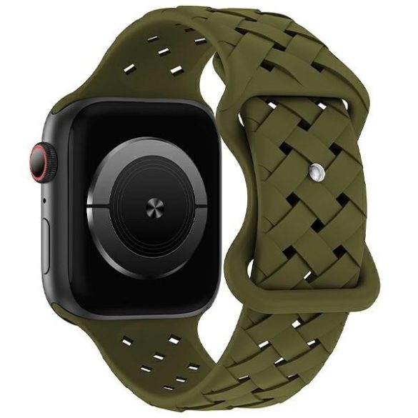 Beline óraszíj Apple Watch szilikon szőtt 42/44/45/49mm oliva box