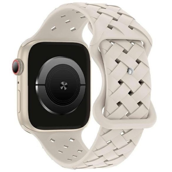 Beline óraszíj Apple Watch szilikon szőtt 42/44/45/49mm bézs /starlight box