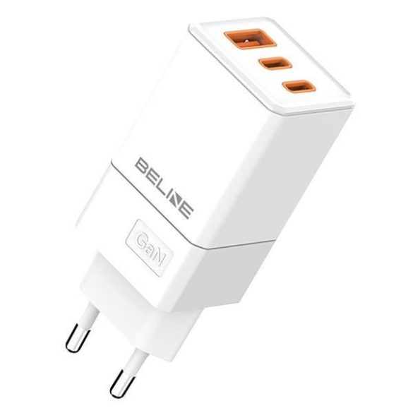 Beline BLN3CW65 hálózati töltő 1xUSB-A és 2xUSB-C csatlakozóval 65W GaN fehér