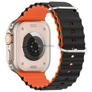 Beline Silicone Waves szíj Apple Watch 38/40/41mm - fekete-narancssárga