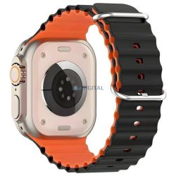  Beline Silicone Waves szíj Apple Watch 42/44/45/49mm - fekete-narancssárga