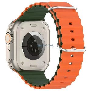 Beline Silicone Waves szíj Apple Watch 42/44/45/49mm - zöld-narancssárga