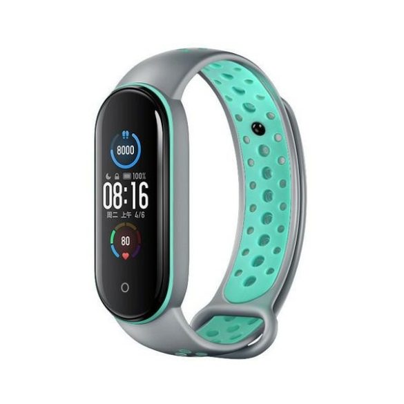 Beline Design csereszíj Xiaomi Mi Band 7/6/5 - szürke-zöld