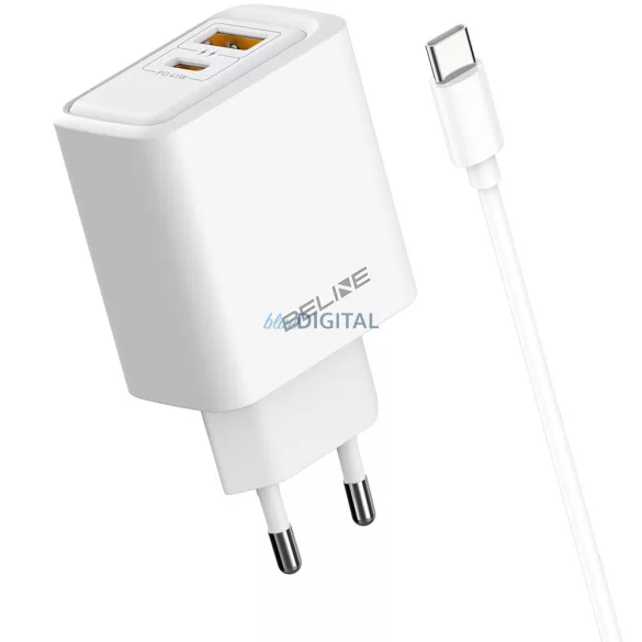 Beline 45 W-os fali töltő + USB-C kábel BLN2CW45C, fehér