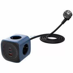   Cellline Power Socket Cube 6az1-ben elosztó 2500W USB/2xUSB-C 65W - kék