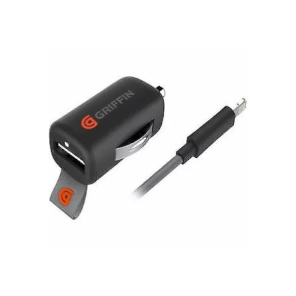 Griffin GC39940 autós töltő 1xUSB-A csatlakozással és USB-A - Lightning kábellel 2.4A 12W MFi - fekete