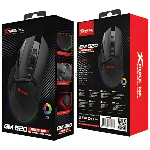 XTRIKE ME vezetékes gaming egér GM-520 Fekete