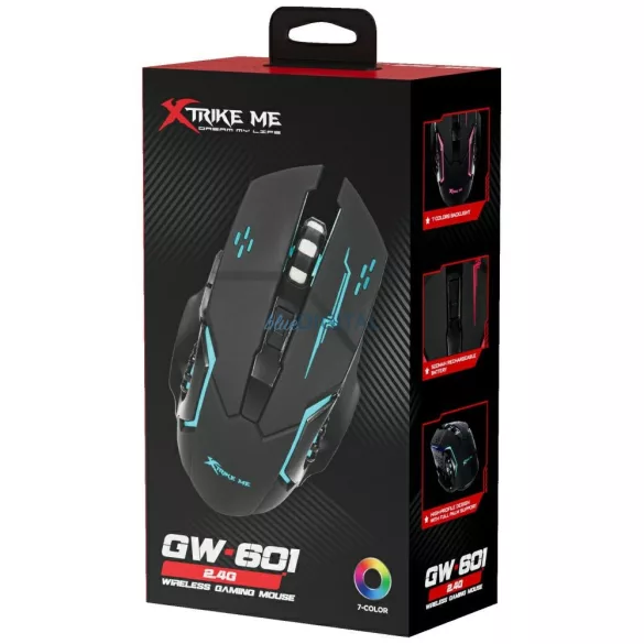 XTRIKE ME vezeték nélküli gaming egér GW-601 fekete