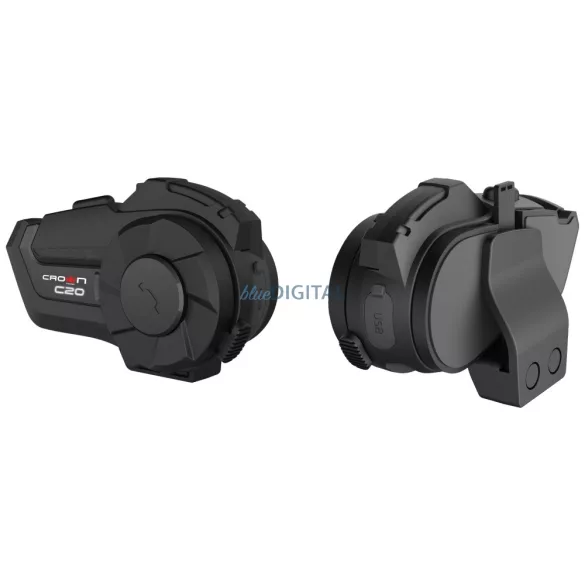 Crown C20 Bluetooth 5.1 motorkerékpár-kommunikációs rendszer, fekete