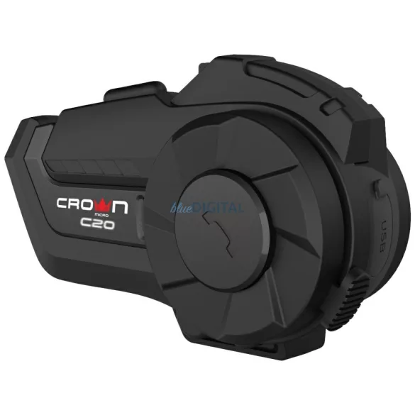 Crown C20 Bluetooth 5.1 motorkerékpár-kommunikációs rendszer, fekete