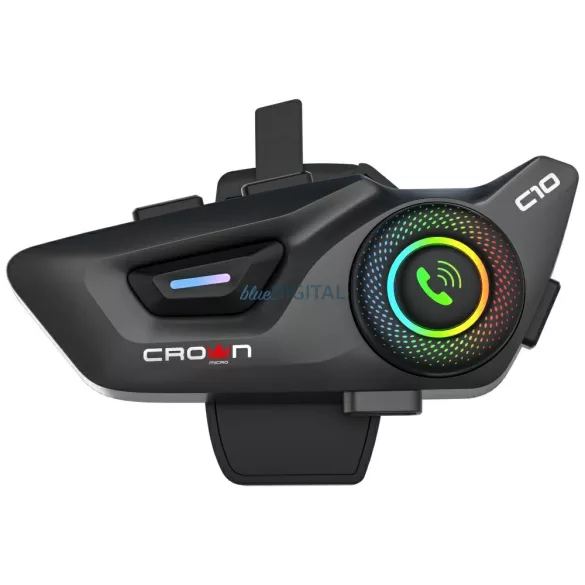 Crown C10 Bluetooth 5.3 motorkerékpár-kommunikációs rendszer, fekete