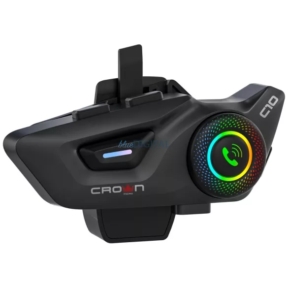 Crown C10 Bluetooth 5.3 motorkerékpár-kommunikációs rendszer, fekete