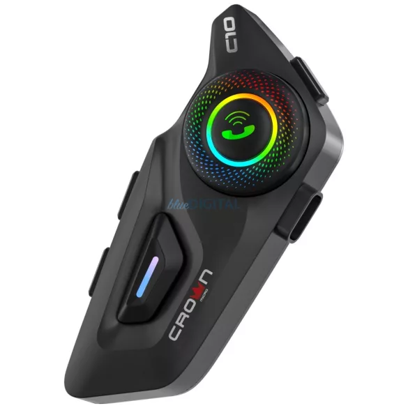 Crown C10 Bluetooth 5.3 motorkerékpár-kommunikációs rendszer, fekete