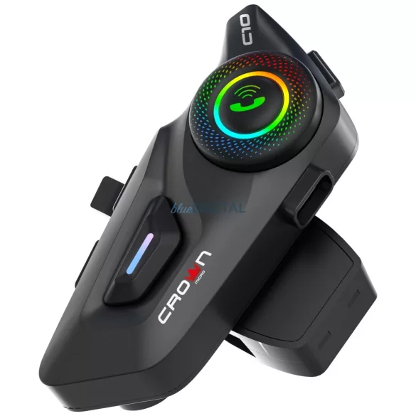 Crown C10 Bluetooth 5.3 motorkerékpár-kommunikációs rendszer, fekete