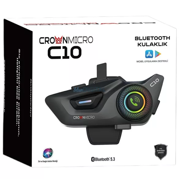 Crown C10 Bluetooth 5.3 motorkerékpár-kommunikációs rendszer, fekete