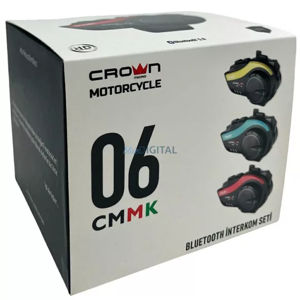 Crown CMMK-06 Bluetooth 5.0 motorkerékpár-interkom, fekete