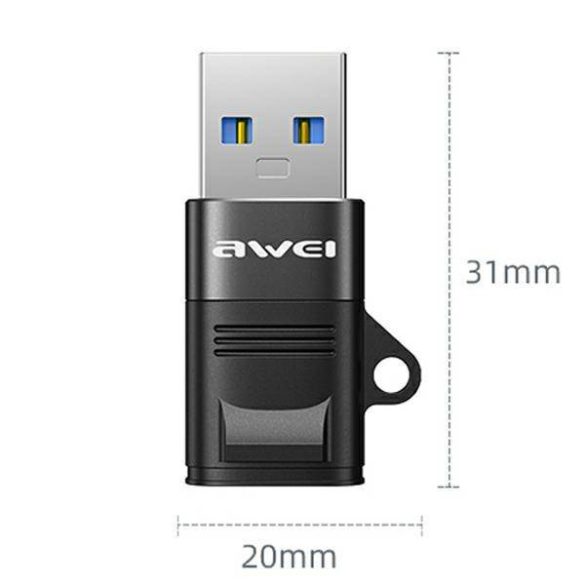 AWEI adapter CL-13 USB-C/USB-A fekete