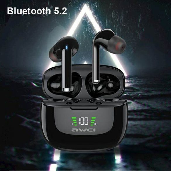 AWEI sport fejhallgató Bluetooth 5.2 TA8 TWS + dokkolóállomás fekete