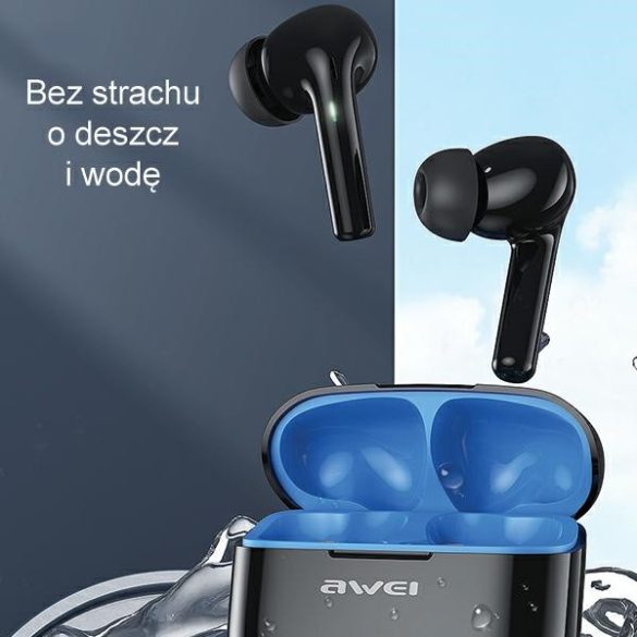 AWEI fülhallgató Bluetooth 5.3 T1 Pro + dokkoló állomás fekete-zöld