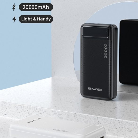 AWEI PowerBank P6K 20000mAh fekete 2xUSB/PD/Micro-USB