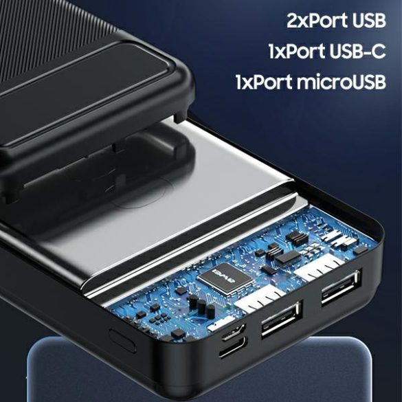 AWEI PowerBank P6K 20000mAh fekete 2xUSB/PD/Micro-USB
