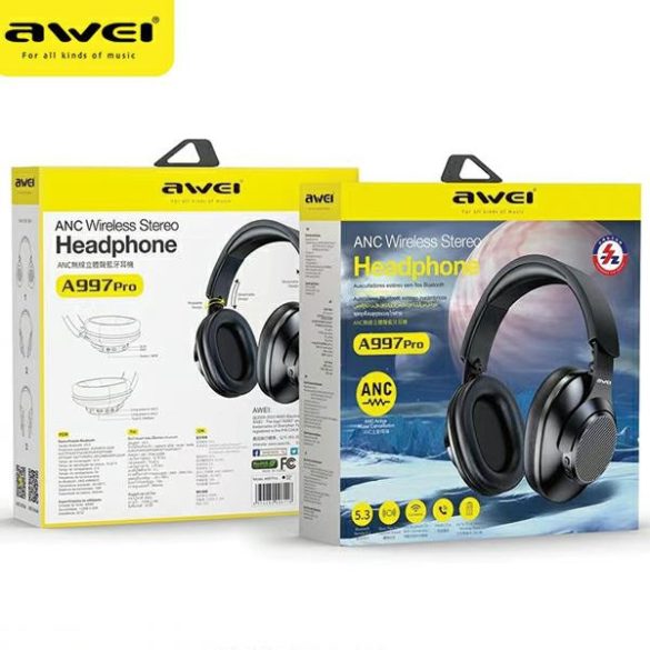 AWEI fülhallgató A997 Pro ANC Bluetooth fekete