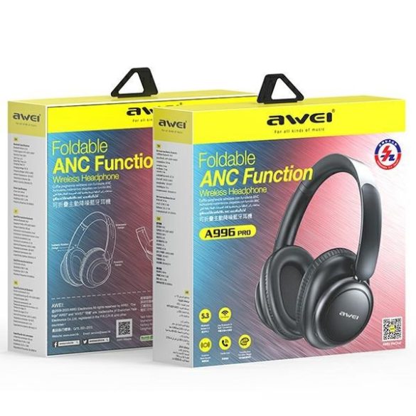 AWEI A996 Pro Bluetooth fejhallgató ANC fekete