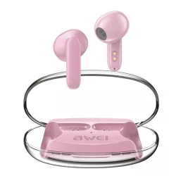   AWEI fülhallgató Bluetooth 5.3 T85 ENC TWS + dokkoló állomás rózsaszín