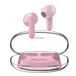   AWEI fülhallgató Bluetooth 5.3 T85 ENC TWS + dokkoló állomás rózsaszín