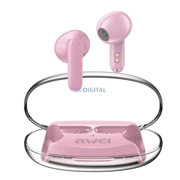 AWEI fülhallgató Bluetooth 5.3 T85 ENC TWS + dokkoló állomás rózsaszín