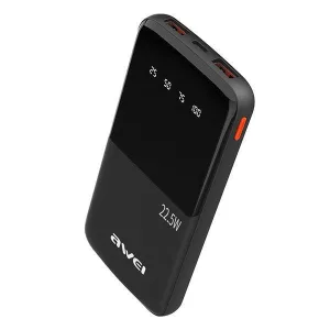 AWEI P10K PowerBank 10000 mAh 22.5W - fekete