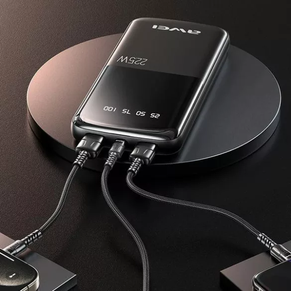 AWEI P10K PowerBank 10000 mAh 22.5W - fekete