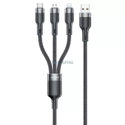   AWEI CL-975 USB-A - Type-C/Lightning/micoUSB kábel 100W 1.2m - fekete