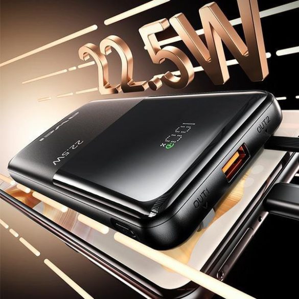 AWEI P76K PowerBank 10000 mAh 22.5 W digitális kijelzővel - fekete