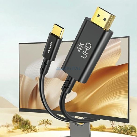 AWEI CL-212T USB-C-HDMI kábel 4K 30Hz - fekete