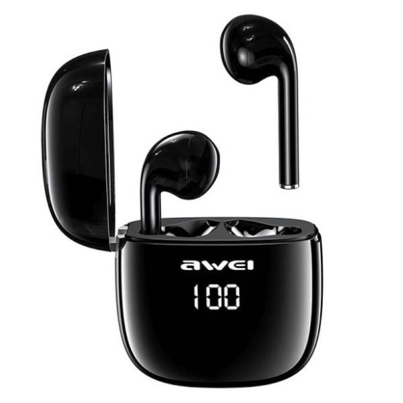 AWEI Bluetooth fülhallgató 5.0 T28P TWS + dokkolóállomás fekete