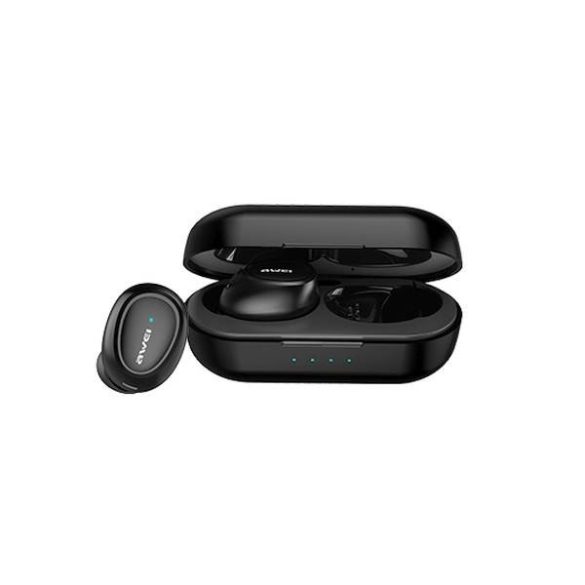 AWEI Bluetooth fülhallgató 5.0 T16 TWS + dokkolóállomás fekete