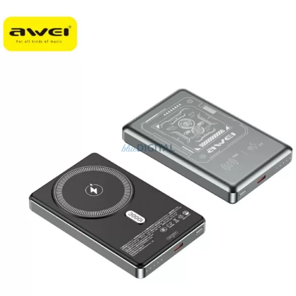 Indukciós powerbank Awei PA-31 10000mAh MagSafe szürke