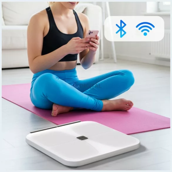 AWEI SS1 többfunkciós testmérleg, Bluetooth 5.0, 500 mAh, fehér