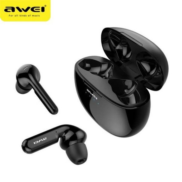 AWEI Bluetooth fülhallgató 5.0 T15 TWS + dokkolóállomás fekete