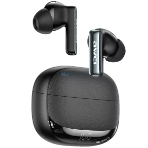 AWEI TA19 ANC TWS Bluetooth 6.0 vezeték nélküli fülhallgató töltőtokkal - fekete