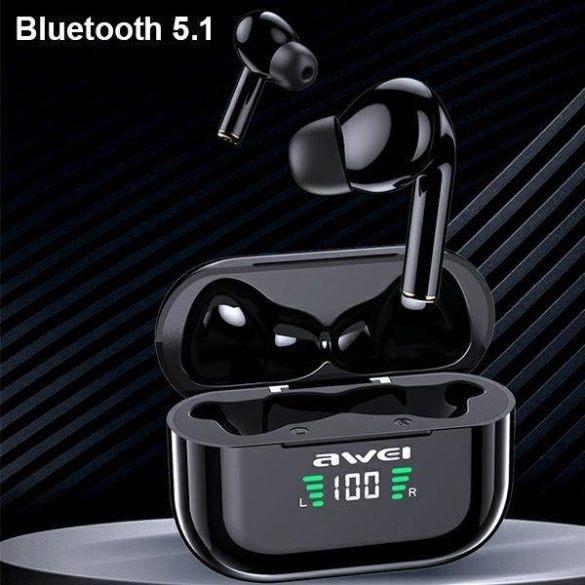 AWEI Bluetooth fülhallgató 5.1 T29P TWS + dokkolóállomás fekete