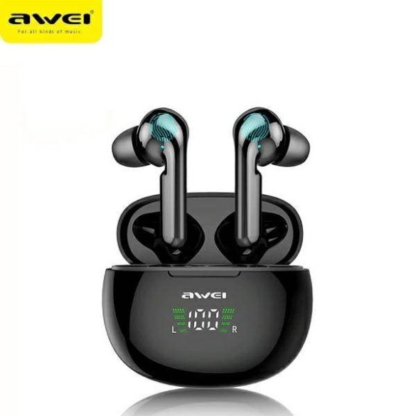 AWEI Bluetooth fülhallgató 5.0 T15P TWS + dokkolóállomás fekete