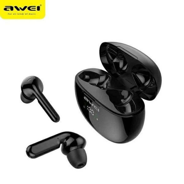 AWEI Bluetooth fülhallgató 5.0 T15P TWS + dokkolóállomás fekete