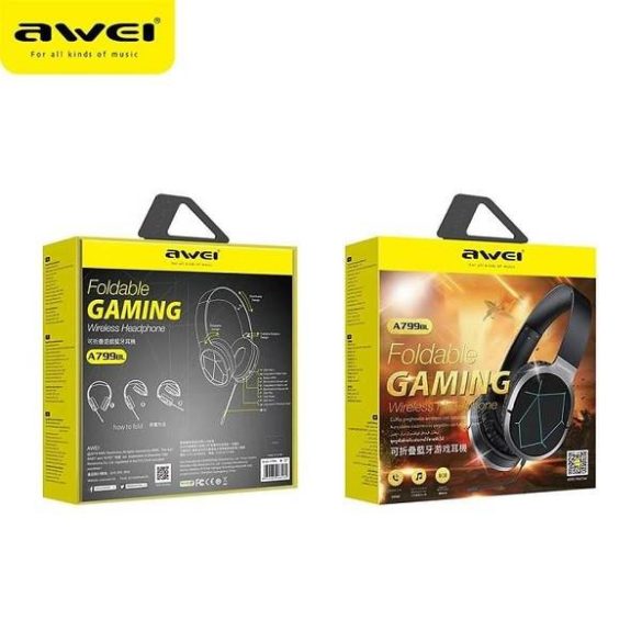 AWEI fejhallgató mikrofonnal gaming Bluetooth A799BL fekete