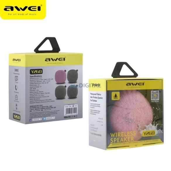 AWEI Y260 mini Bluetooth hangszóró, szürke/grey