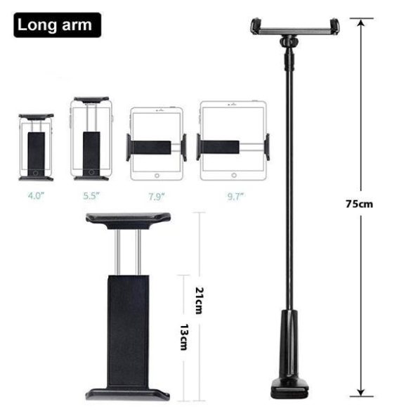 AWEI asztali mobiltelefon tartó X3 4"-10,5" fekete hosszú karral