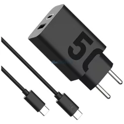   Motorola TurboPower 50W hálózati töltő Dual USB-C/USB-A, USB-C kábellel 1m - fekete